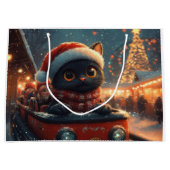 Black Cat Roller Onderzetter Kerst Groot Cadeauzakje (Voorkant)
