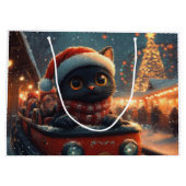 Black Cat Roller Onderzetter Kerst Groot Cadeauzakje (Achterkant)