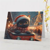 Black Cat Roller Onderzetter Kerst Kaart (Gele Bloem)