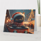 Black Cat Roller Onderzetter Kerst Kaart (Voorkant)