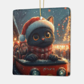 Black Cat Roller Onderzetter Kerst Keramisch Ornament (Links)
