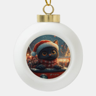 Black Cat Roller Onderzetter Kerst Keramische Bal Ornament