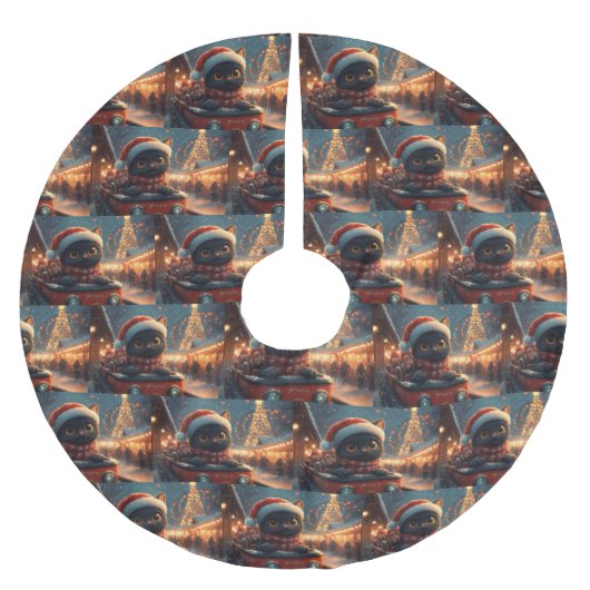 Black Cat Roller Onderzetter Kerst Kerstboom Rok (Voorkant)