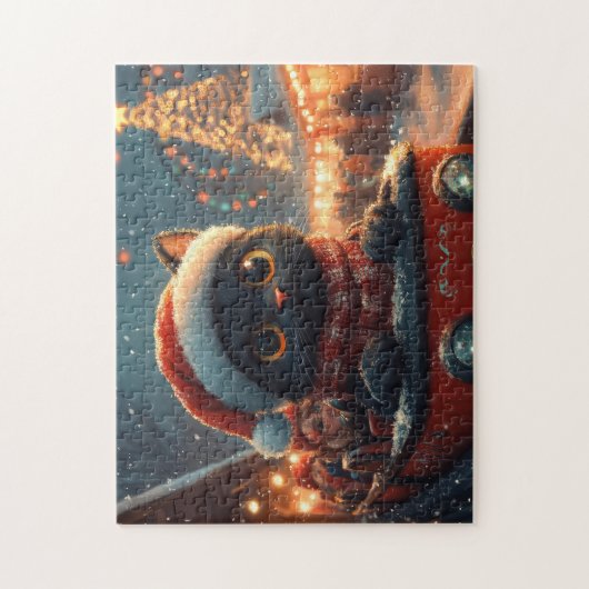 Black Cat Roller Onderzetter Kerst Legpuzzel (Verticaal)