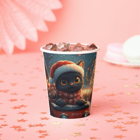 Black Cat Roller Onderzetter Kerst Papieren Bekers (Insitu)