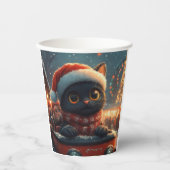 Black Cat Roller Onderzetter Kerst Papieren Bekers (Voorkant)