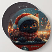 Black Cat Roller Onderzetter Kerst Ronde Button 6,0 Cm (Voorkant /achterkant)