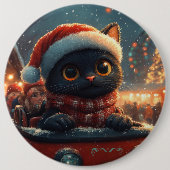 Black Cat Roller Onderzetter Kerst Ronde Button 6,0 Cm (Voorkant)