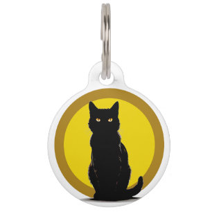 Black Cat Ronde Pet Tag Huisdierpenning