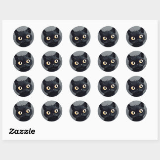 Black Cat Ronde Sticker Pas het aan