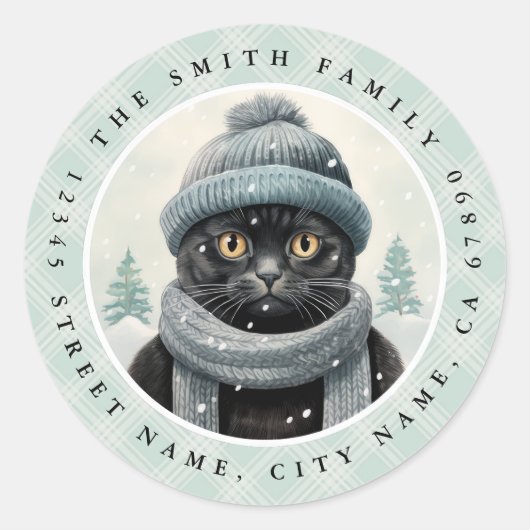 Black Cat Ronde Stickers (Voorkant)