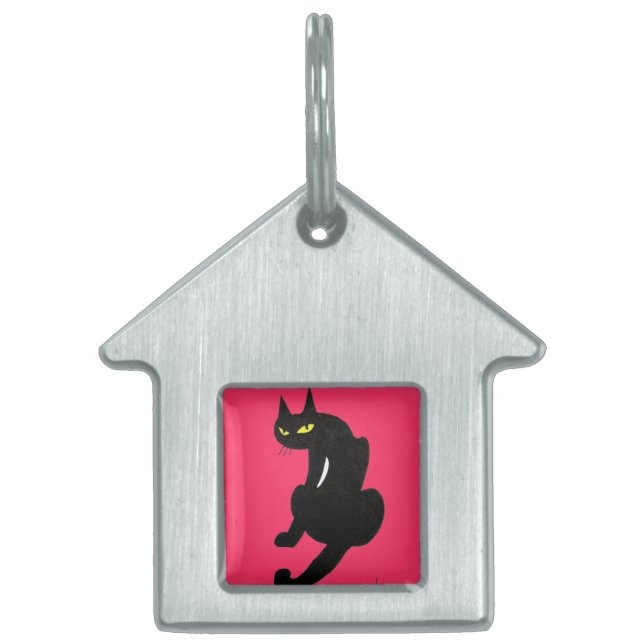 BLACK CAT Roze Huisdieren Naamplaatje (Voorkant)