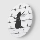 Black Cat Rustic Shiplap Farmhouse Decor Grote Klok (Hoek)