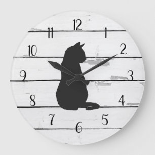 Black Cat Rustic Shiplap Farmhouse Decor Grote Klok