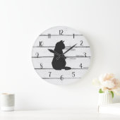 Black Cat Rustic Shiplap Farmhouse Decor Grote Klok (Huis)