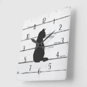 Black Cat Rustic Shiplap Farmhouse Decor Vierkante Klok (Hoek)