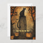 Black Cat Samhain Halloween Wenskaart Feestdagenkaart (Voorkant / Achterkant)