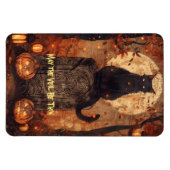 Black Cat Samhain Halloween Wenskaart Magneet (Horizontaal)