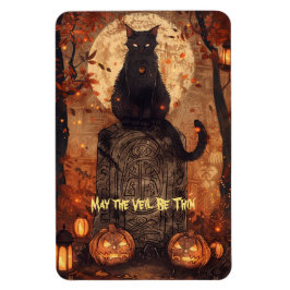 Black Cat Samhain Halloween Wenskaart Magneet