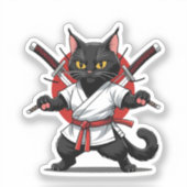 Black Cat Samurai Stickers (Voorkant)