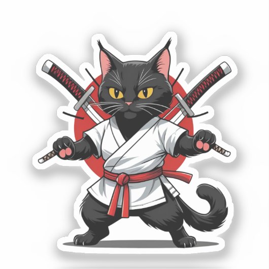 Black Cat Samurai Stickers (Voorkant)