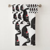 Black Cat Santa Bad Handdoek (Insitu)