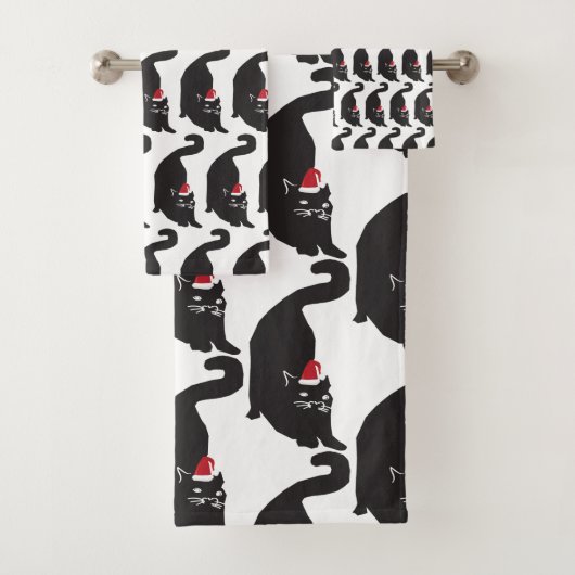 Black Cat Santa Bad Handdoek (Insitu)