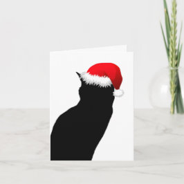 Black Cat Santa Happy Holiday Notitiekaarten