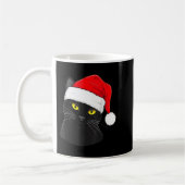 Black Cat Santa Hat Christmas Koffiemok (Links)