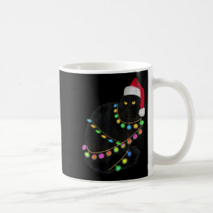 Black Cat Santa Hat Light Tree Ugly Christma Koffiemok
