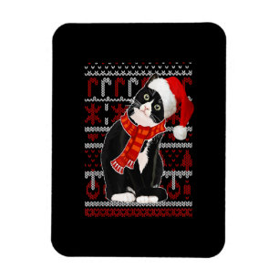 Black Cat Santa Hat Ugly kerstSweater Cat Lov Magneet