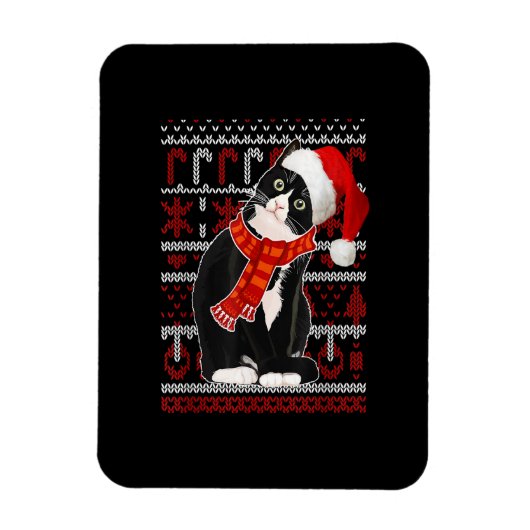 Black Cat Santa Hat Ugly kerstSweater Cat Lov Magneet (Verticaal)