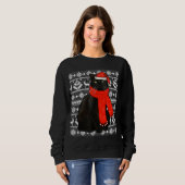 Black Cat Santa Hat Ugly kerstSweater Funny X Trui (Voorkant volledig)