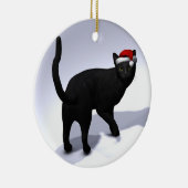 Black Cat Santa Keramisch Ornament (Rechts)