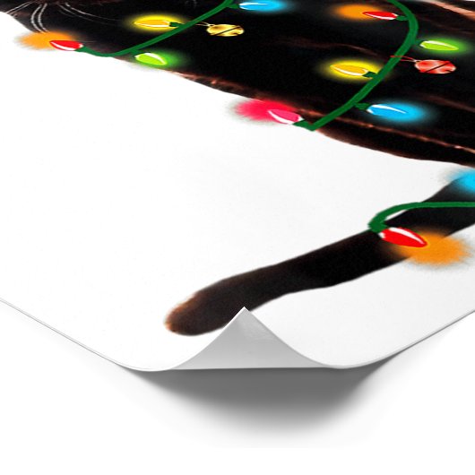 Black Cat Santa Tangled Up In Christmas Lights _1  Poster (Hoek)