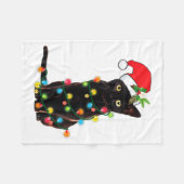 Black Cat Santa Tangled Up In Christmas Lights  Fleece Deken (Voorkant (Horizontaal))