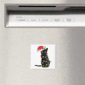 Black Cat Santa Tangled Up In Christmas Lights Magneet (Insitu (Vaatwasser))