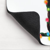 Black Cat Santa Tangled Up In Christmas Lights Muismat (Hoek)