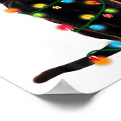 Black Cat Santa Tangled Up In Christmas Lights Poster (Hoek)