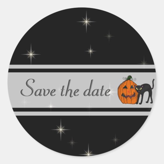 Black Cat Save the Date Stickers (Voorkant)