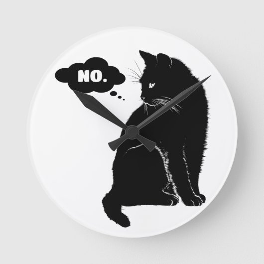 Black Cat Says No - Funny Cat Lover Gift Ronde Klok (Voorkant)