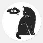 Black Cat Says No - Funny Cat Lover Gift Ronde Sticker (Voorkant)