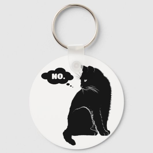 Black Cat Says No - Funny Cat Lover Gift Sleutelhanger (Voorkant)