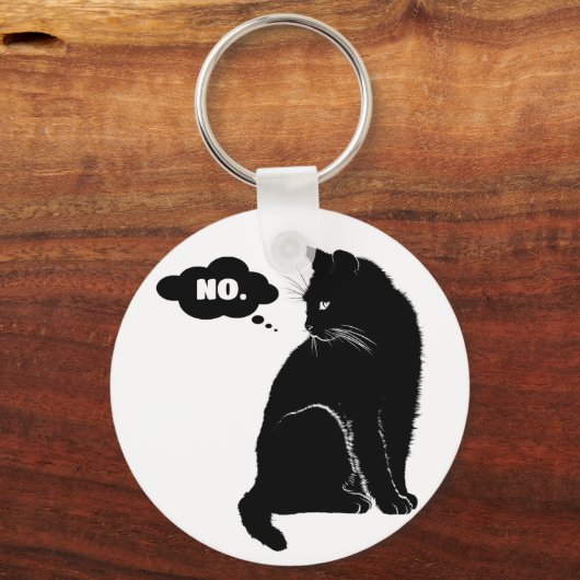 Black Cat Says No - Funny Cat Lover Gift Sleutelhanger (Voorkant)