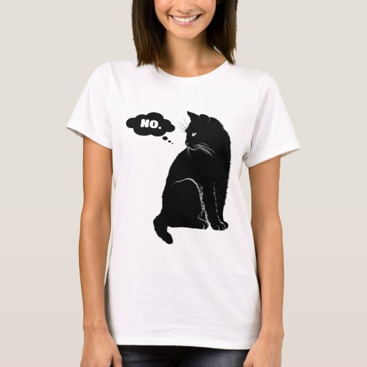 Black Cat Says No - Funny Cat Mom Cat Lover T-shirt (Voorkant)