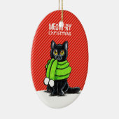 Black Cat Scarf Meow-ry Kerstmis Keramisch Ornament (Rechts)
