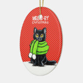 Black Cat Scarf Meow-ry Kerstmis Keramisch Ornament (Links)