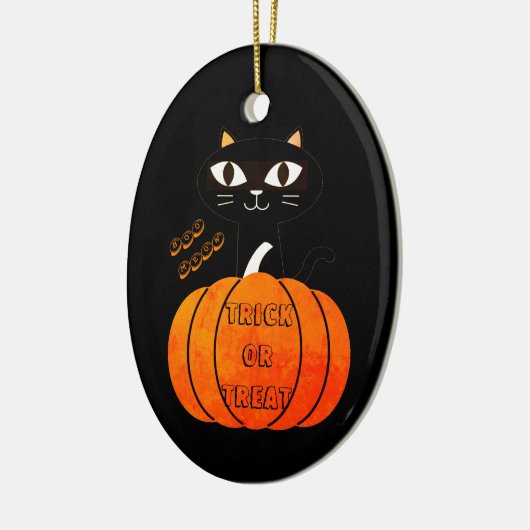 Black Cat Schattige Boo Spooky Halloween Keramisch Ornament (Links)