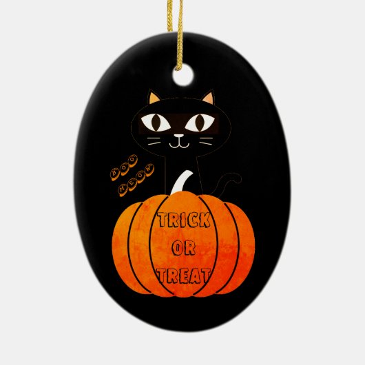 Black Cat Schattige Boo Spooky Halloween Keramisch Ornament (Achterkant)