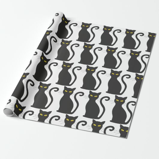 Black Cat Schattige Cadeaupapier (Uitgerold)